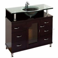 Accara 36" Bathroom Vanity with Drawers - Espresso w/ Clear or Frosted Glass Counter
