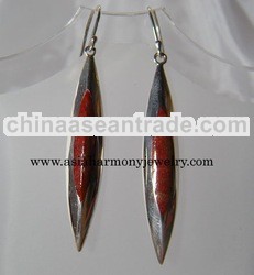 Earring red coral