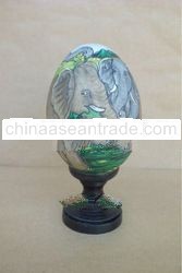 Wooden Duck Egg With "Elephant"