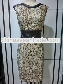 german print career knee length dresses