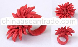 Leather Flower Ring