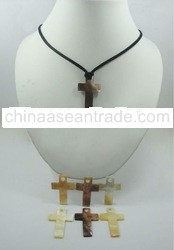 Mother of Pearl Cross Pendant WithJewelry Gemstone Mother of Pearl Cross Pendant With Synthetic Sued