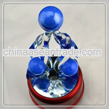 glass dolphin ornament with LED light round base