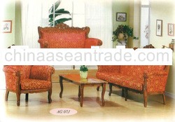 Teak Sofa Set Classic Design Romawi Mawar Merah Indoor Furniture