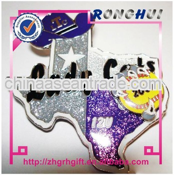 glitter powder/engraved/personalized metal pin badge