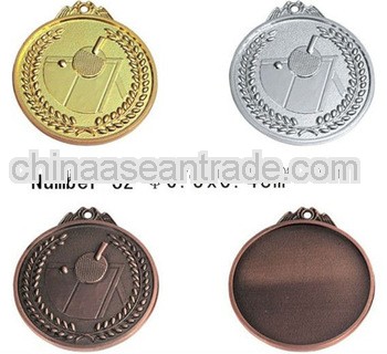 gold / nickel / bronze custom Pingpang sport award metal medal medallion