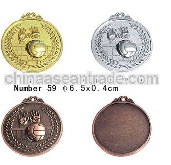 gold / nickel / bronze custom volleyball sport award metal medal medallion