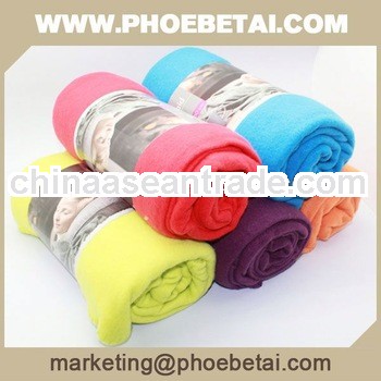 good quality coral fleece plaid made in China with emboridery logo