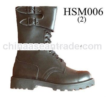goodyear welt rubber sole french style military ranger boots with two buckles