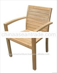 High Quality Garden Solid Teak Wood Stacking Arm Chair