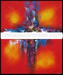 Abstract cross red yellow painting