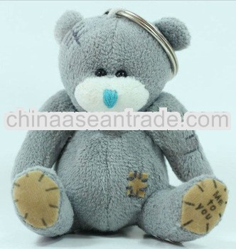 gray plush toy teddy bear keychain