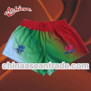 green fully sublimated rugby shorts with 100% polyester