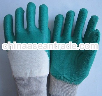 green latex coated gloves