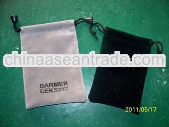 grey drawstring velvet pouch
