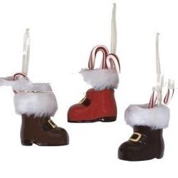 Club Pack of 24 Santa Claus Boot Christmas Ornaments