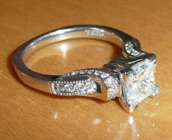 Princess Diamond Engagement Ring 18K White Gold 1.46 ct