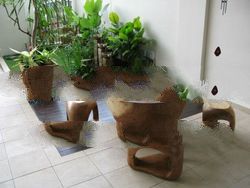 teak table & artificial root