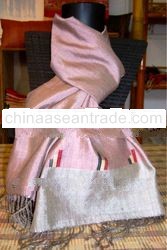  Silk Scarf / Shawl - Pink and Beige