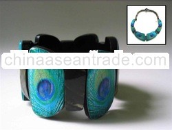 Peacock Resin Laminate And Shell Bangle