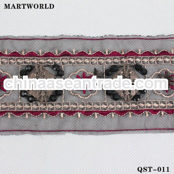 handmade embroidered and sew beaded waist sweat belt(QST-011)