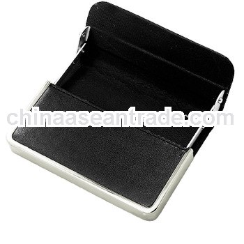 handmade metal leather business card case holder black