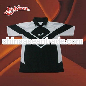 heat transfering black and white rugby jerseys with collar