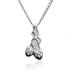 Sterling Silver Children's Ballet Slippers Pendant, 15"