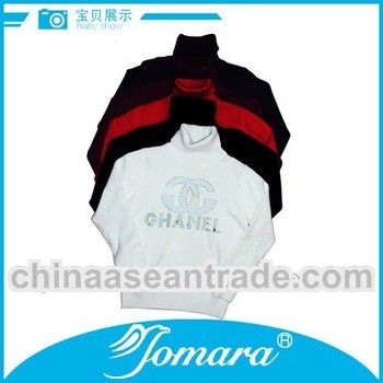 high neck design cotton sweater pullover for girls