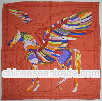 horse print fashion square silk muslim hijab scarf