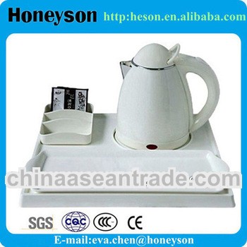 hot sale hotel amenity electric mini kettle with melamine tray set for guest room