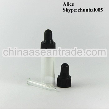 hot-selling clear 10ml glass eliquid sample bottles with colored dropper