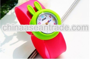 hot selling fashion rabbit silocone slap watch for promotion gifts