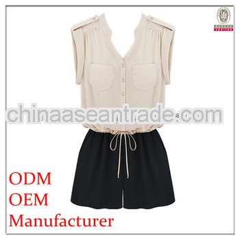 hot sexy sleeveless chiffon jumpsuit with short black pants