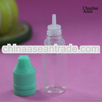 hotsale pet 10ml bottle child proof long tip with tamper ring (for vapor juice bottle)