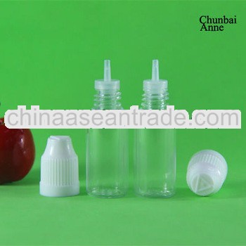 hotsale pet 10ml childproof cap dropper bottle /bayonet long tip (for vapor juice bottle)