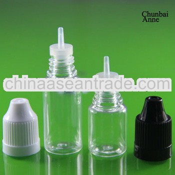 hotsale pet 10ml e-liquid dropper bottles /child security cap /bayonet long tip (for vapor juice bot