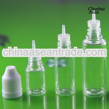 hotsale pet 10ml plastic dropper bottles /child security cap /bayonet long tip (for vapor juice bott