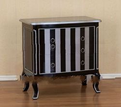 French Painted Furniture - Black and Silver Commode
