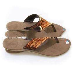 Brownie Skin Suede Beads Women's Sandal with Heel