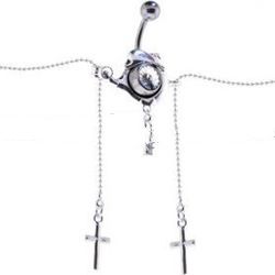 Crystalline Gem Dolphin Cross Dangle BELLY CHAIN