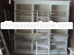 white bookcase with ladder