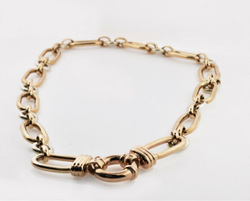 SMSB Gold oval & round Link Necklace 2 tone