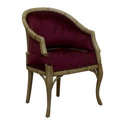 Mahogany Bamboo Series Tufted Upholstered Arms Chair