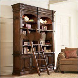 Hooker Furniture 431-10-255 - New Castle Double Bookcase with Ladder in Old World Finish