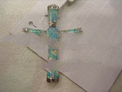 Ladies Silver 925 Cross Pendant With Semi Precious Stones
