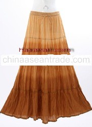 LIGHT BROWN SHADE Boho Cotton Crinkle Long Skirt