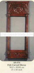 Fish Carved Mirror Mahogany Indoor Furniture.