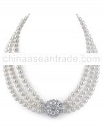 6.5-7.0mm Triple Strand White Akoya Pearl Necklace