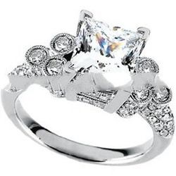 14K White Gold Diamond Engagement Ring Semi mount - 1.00 Ct.